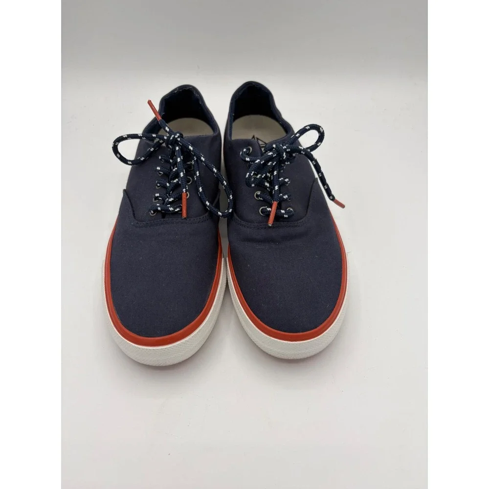 Sperry Sailing Club Mens 9 M Navy Blue Red Trim Canvas Deck Shoes STS17697
